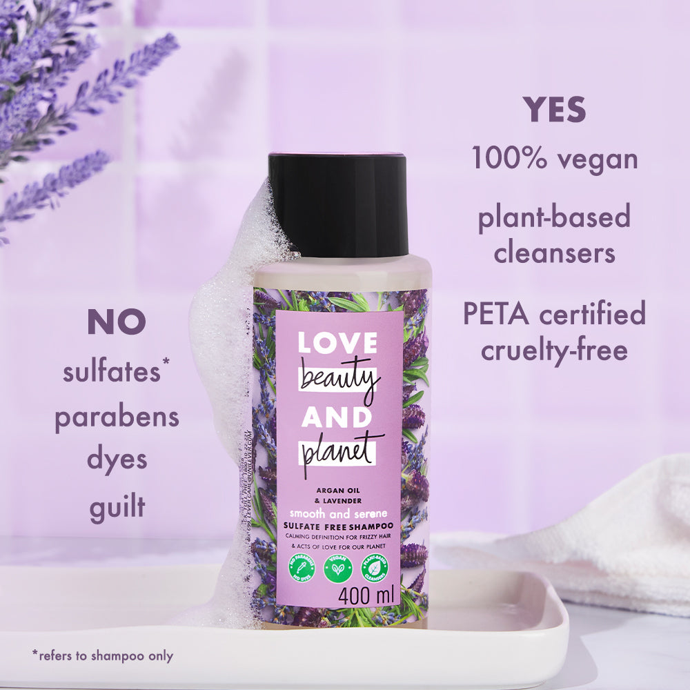 Love Beauty & Planet Natural Argan Oil & Lavender Sulfate Free Anti-Frizz Shampoo