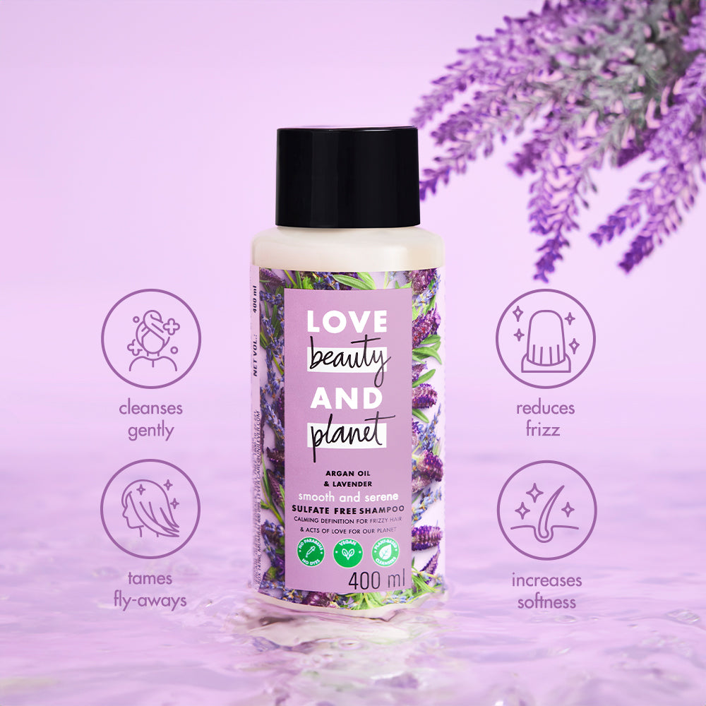 Love Beauty & Planet Natural Argan Oil & Lavender Sulfate Free Anti-Frizz Shampoo