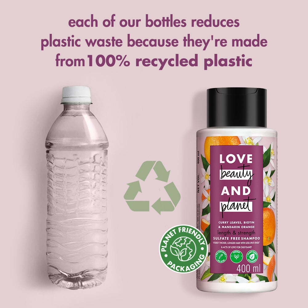 Love Beauty & Planet Curry Leaves, Biotin & Mandarin Sulfate Free Shampoo For Long & Strong Hair