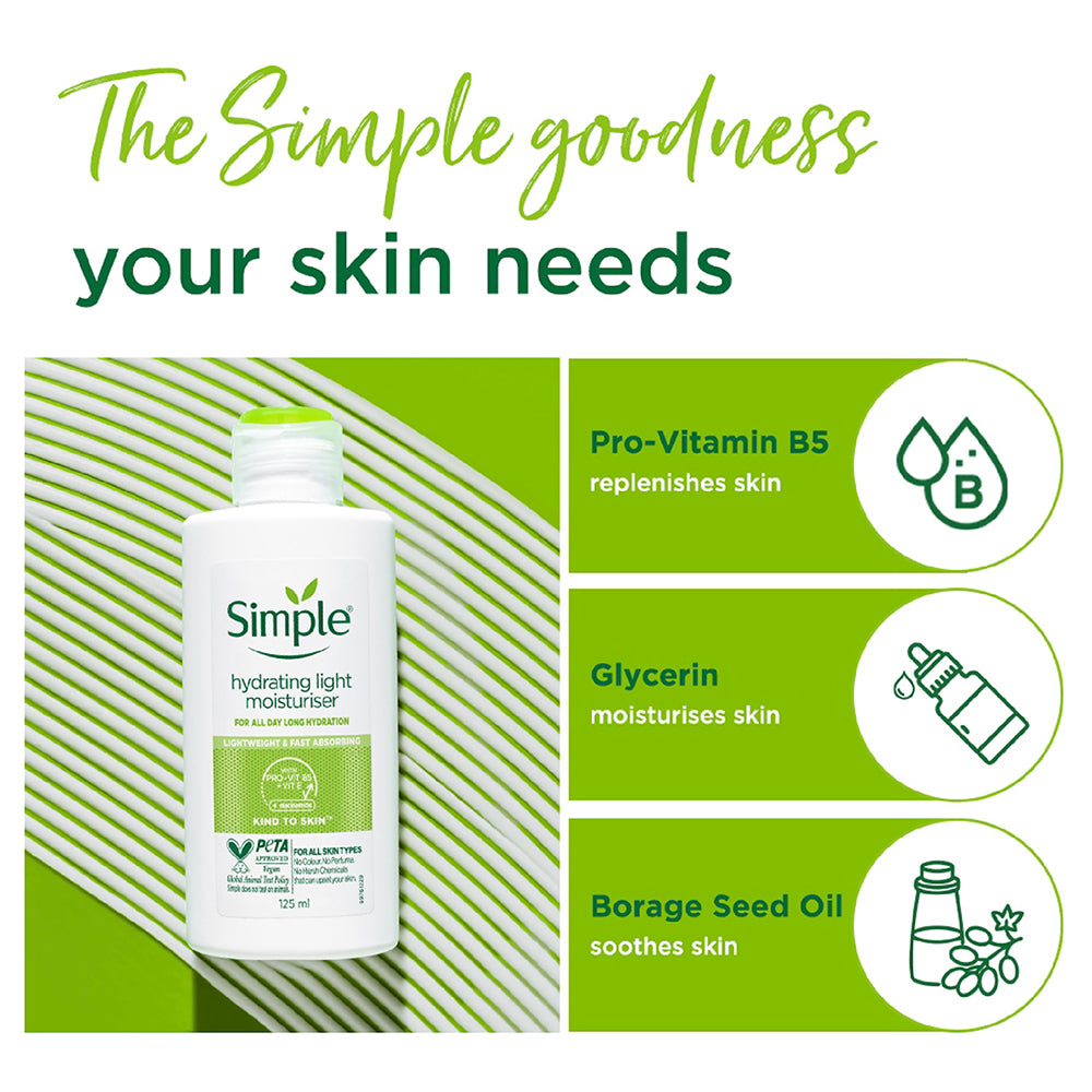 Simple Hydrating Light Moisturiser with Borage Seed Oil + Pro-Vit B5 + Vit E