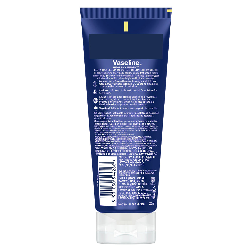 Vaseline Gluta-Hya Overnight Radiance, Serum-In-Lotion, With Amino Peptide And GlutaGlow